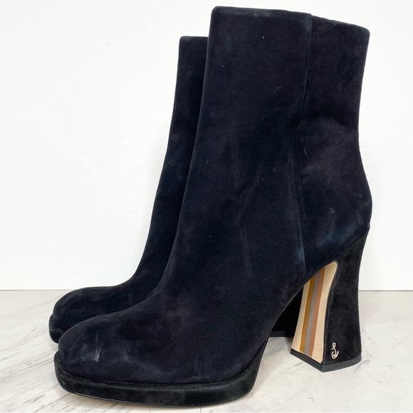 Sam Edelman Jaye Heeled Black Suede Bootie 10M - Picture 1 of 16